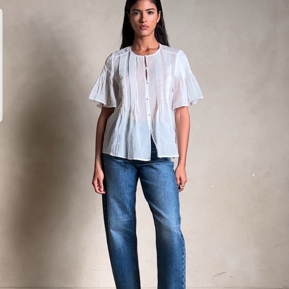 Banana Republic Ramie Pintuck Blouse